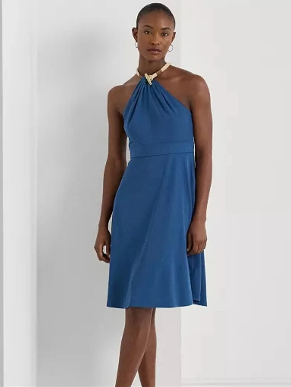 Lauren Ralph Lauren Blue Halter-Neck A-Line Dress - Women